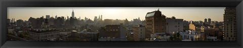 Framed High angle view of buildings in a city at dawn, Manhattan, New York City, New York State, USA Print