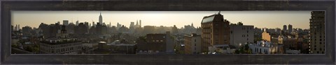 Framed High angle view of buildings in a city at dawn, Manhattan, New York City, New York State, USA Print