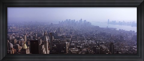 Framed Hazy view of Manhattan Print