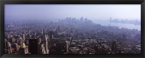 Framed Hazy view of Manhattan Print