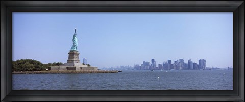 Framed Statue Of Liberty with Manhattan skyline in the background, Liberty Island, New York City, New York State, USA 2011 Print