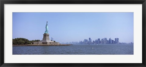 Framed Statue Of Liberty with Manhattan skyline in the background, Liberty Island, New York City, New York State, USA 2011 Print