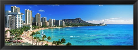 Framed Diamond Head, Waikiki Beach, Oahu, Honolulu, Hawaii Print