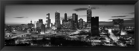 Framed Atlanta skyline in black and white, Georgia, USA Print