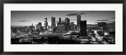 Framed Atlanta skyline in black and white, Georgia, USA Print