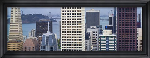 Framed Skyscrapers in the financial district with the bay bridge in the background, San Francisco, California, USA 2011 Print
