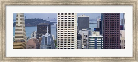 Framed Skyscrapers in the financial district with the bay bridge in the background, San Francisco, California, USA 2011 Print