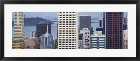 Framed Skyscrapers in the financial district with the bay bridge in the background, San Francisco, California, USA 2011 Print