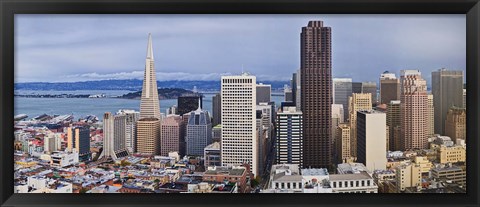 Framed Skyscrapers in the city with the Oakland Bay Bridge in the background, San Francisco, California, USA 2011 Print