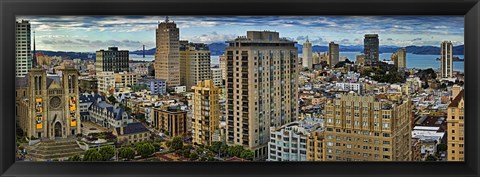 Framed Buildings in a city looking over Pacific Heights from Nob Hill, San Francisco, California, USA 2011 Print