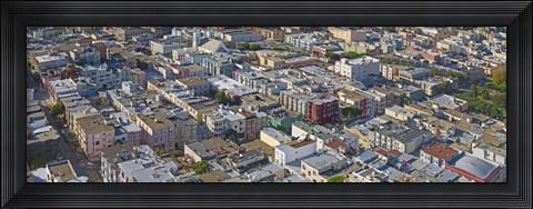Framed Aerial view of colorful houses near Washington Square and Columbus Avenue, San Francisco, California, USA Print