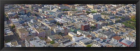 Framed Aerial view of colorful houses near Washington Square and Columbus Avenue, San Francisco, California, USA Print