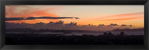 Framed City view at dusk, Emeryville, Oakland, San Francisco Bay, San Francisco, California, USA Print