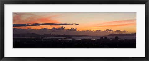 Framed City view at dusk, Emeryville, Oakland, San Francisco Bay, San Francisco, California, USA Print