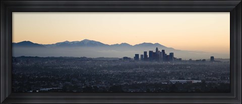 Framed Hazy Sky over Los Angeles, Panoramic View Print