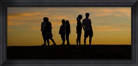 Framed Silhouette of people on a hill, Baldwin Hills Scenic Overlook, Los Angeles County, California, USA Print