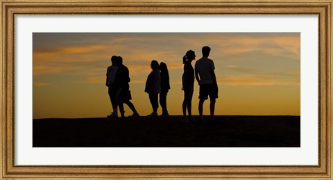 Framed Silhouette of people on a hill, Baldwin Hills Scenic Overlook, Los Angeles County, California, USA Print