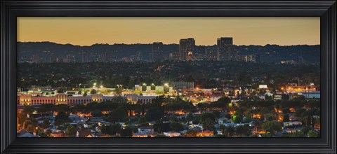 Framed Century City at dusk, Culver City, Los Angeles County, California Print