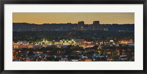 Framed Century City at dusk, Culver City, Los Angeles County, California Print