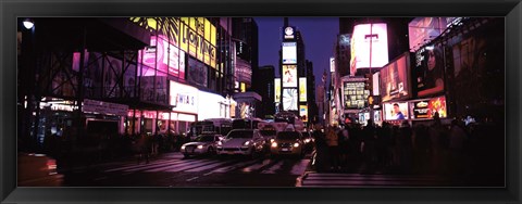 Framed Street scene at night, Times Square, Manhattan, New York City Print