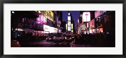 Framed Street scene at night, Times Square, Manhattan, New York City Print