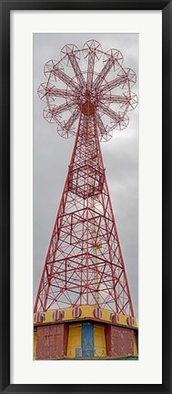 Framed Parachute Jump Tower along Riegelmann Boardwalk, Long Island, Coney Island, New York City, New York State, USA Print