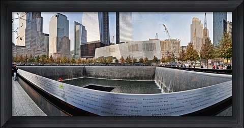 Framed 911 Memorial along side the South Tower Footprint Memorial, New York City, New York State, USA 2011 Print