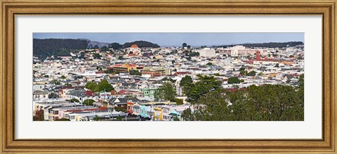 Framed High angle view of colorful houses in a city, Richmond District, Laurel Heights, San Francisco, California, USA Print