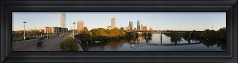 Framed Skyscrapers in a city, Lamar Street Pedestrian Bridge, Austin, Texas, USA Print