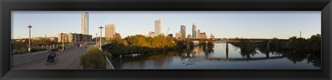 Framed Skyscrapers in a city, Lamar Street Pedestrian Bridge, Austin, Texas, USA Print