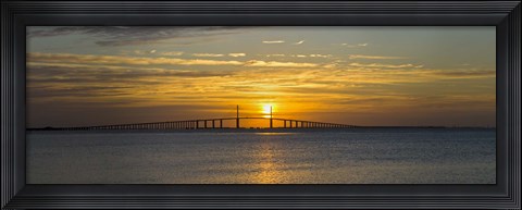 Framed Sunrise over Sunshine Skyway Bridge, Tampa Bay, Florida, USA Print