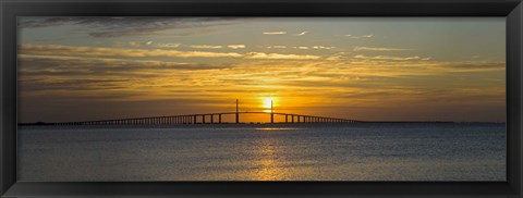 Framed Sunrise over Sunshine Skyway Bridge, Tampa Bay, Florida, USA Print