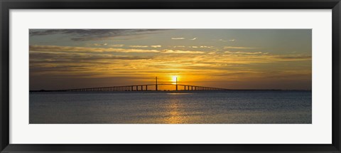 Framed Sunrise over Sunshine Skyway Bridge, Tampa Bay, Florida, USA Print