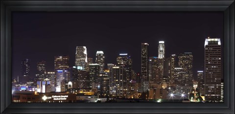 Framed Buildings lit up at night, Los Angeles, California, USA 2011 Print