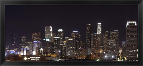 Framed Buildings lit up at night, Los Angeles, California, USA 2011 Print