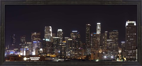 Framed Buildings lit up at night, Los Angeles, California, USA 2011 Print