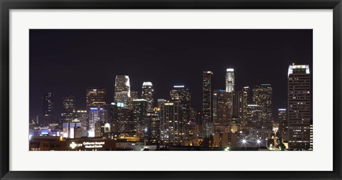 Framed Buildings lit up at night, Los Angeles, California, USA 2011 Print