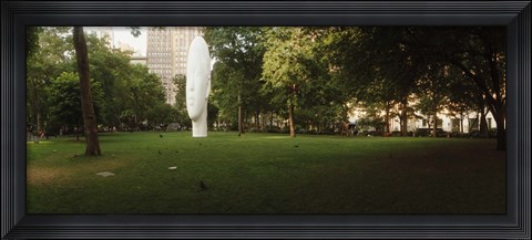 Framed Large head sculpture in a park, Madison Square Park, Madison Square, Manhattan, New York City, New York State, USA Print