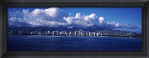Framed City at the waterfront, Waikiki, Honolulu, Oahu, Hawaii, USA Print