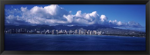 Framed City at the waterfront, Waikiki, Honolulu, Oahu, Hawaii, USA Print