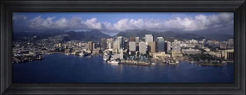 Framed Buildings at the waterfront, Honolulu, Hawaii, USA Print