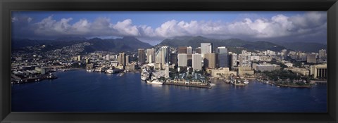 Framed Buildings at the waterfront, Honolulu, Hawaii, USA Print