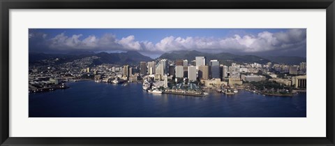 Framed Buildings at the waterfront, Honolulu, Hawaii, USA Print