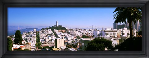 Framed High angle view of buildings in a city, Russian Hill, San Francisco, California, USA Print