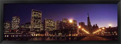 Framed Waterfront Buildings at Dusk, San Francisco, California Print