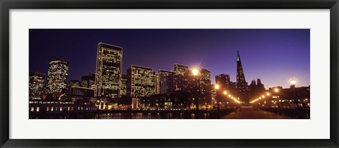 Framed Waterfront Buildings at Dusk, San Francisco, California Print