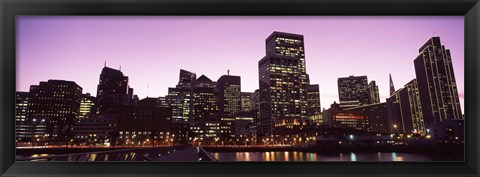 Framed San Francisco Waterfront Lit Up at Dusk, California, USA Print