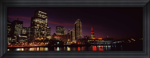 Framed Night view of San Francisco, California Print