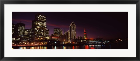 Framed Night view of San Francisco, California Print