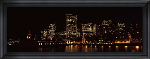 Framed Buildings at the waterfront lit up at night, San Francisco Print